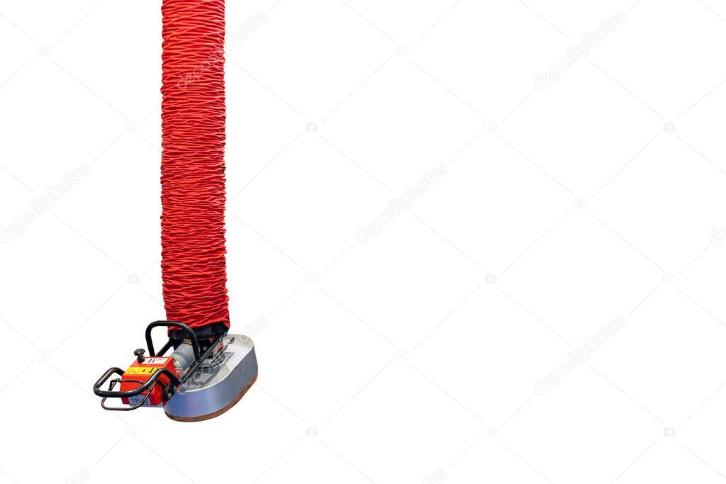 Rope access painter applying protective coating at height